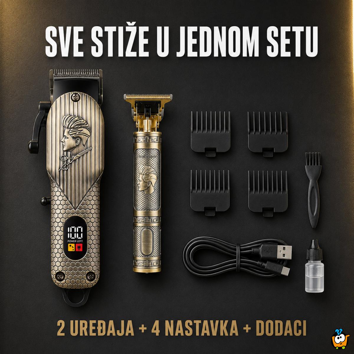 RETRO Bežični set za šišanje i oblikovanje brade 2u1 – mašinica + precizni T-trimer