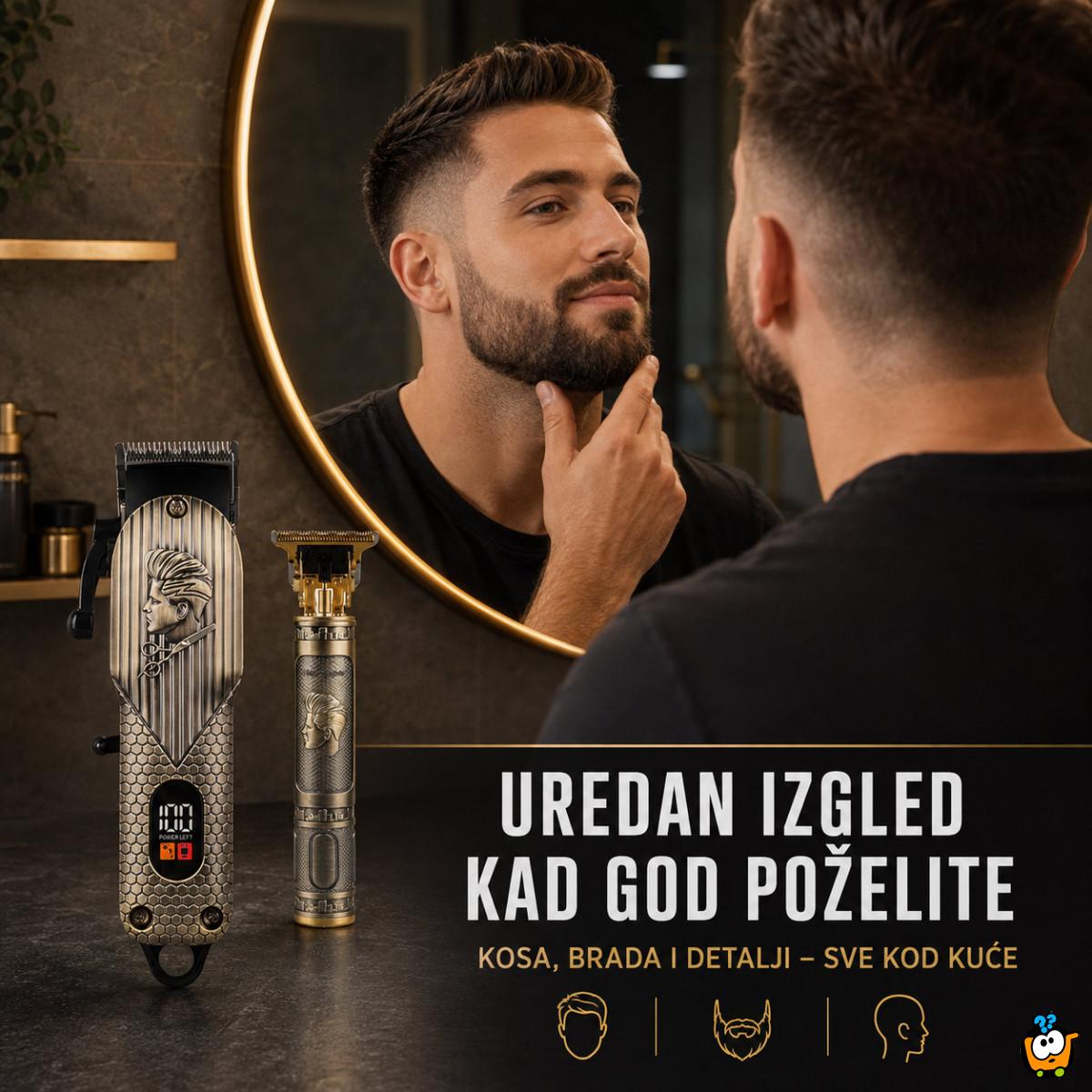 RETRO Bežični set za šišanje i oblikovanje brade 2u1 – mašinica + precizni T-trimer