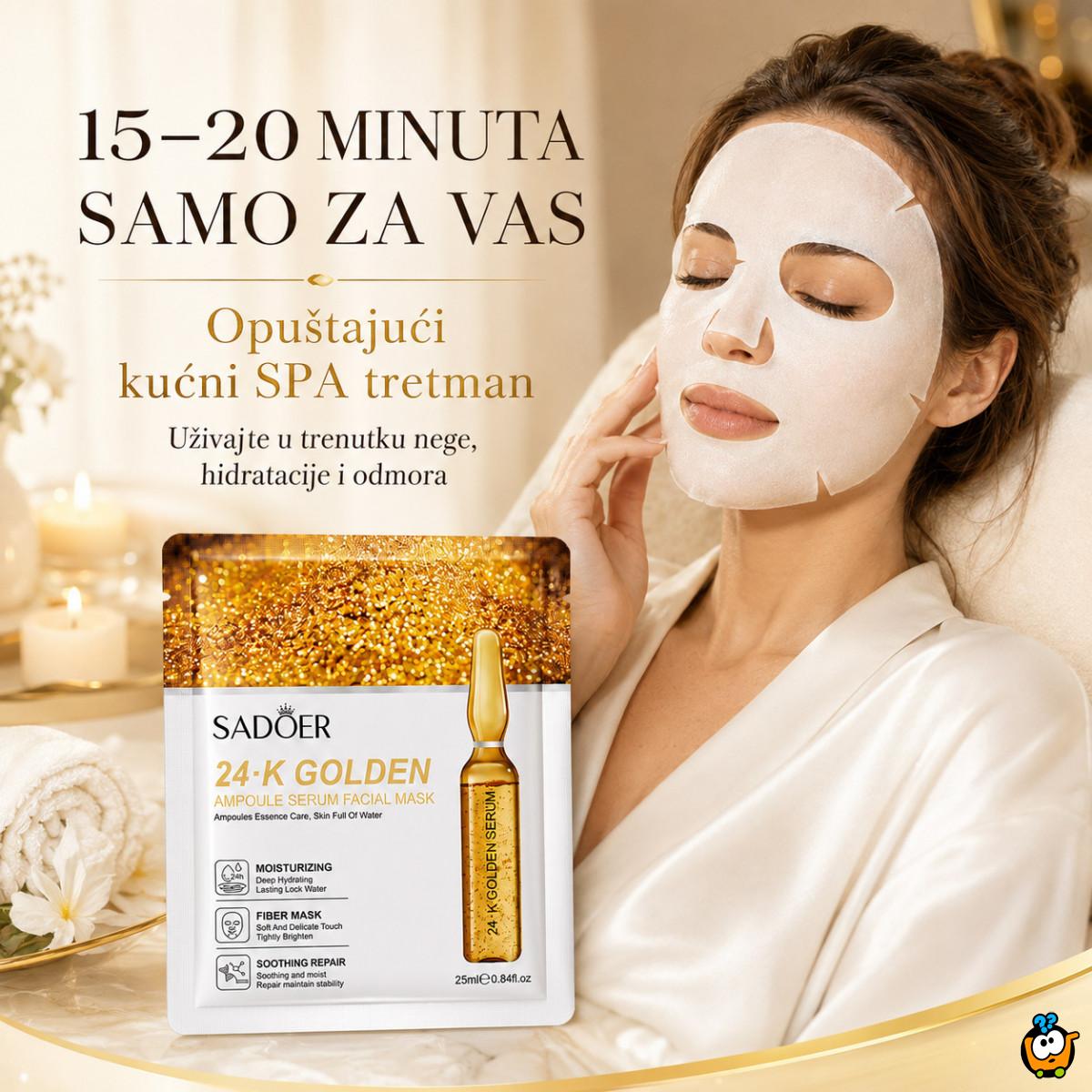 SADOER 24K Zlatna Ampula Maska za lice – intenzivna hidratacija i sjaj