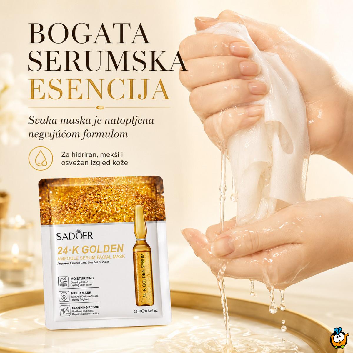 SADOER 24K Zlatna Ampula Maska za lice – intenzivna hidratacija i sjaj