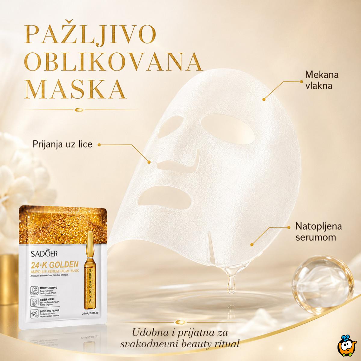 SADOER 24K Zlatna Ampula Maska za lice – intenzivna hidratacija i sjaj