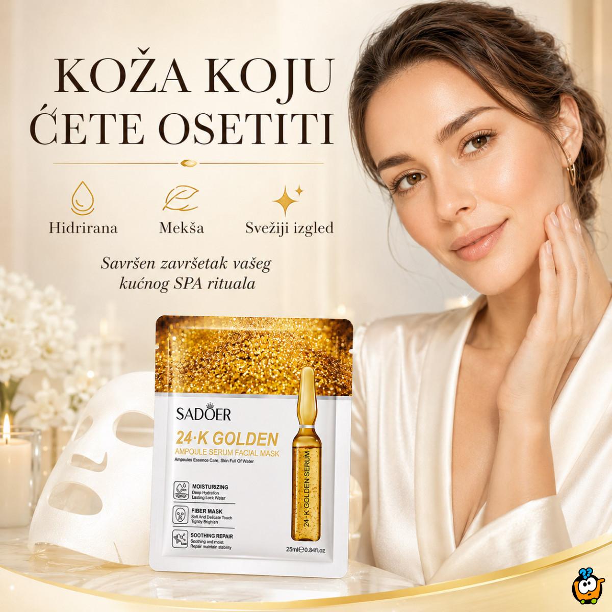 SADOER 24K Zlatna Ampula Maska za lice – intenzivna hidratacija i sjaj
