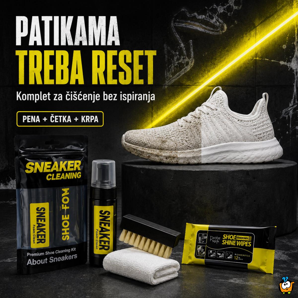 Komplet za čišćenje patika penom – četka, krpa i maramice