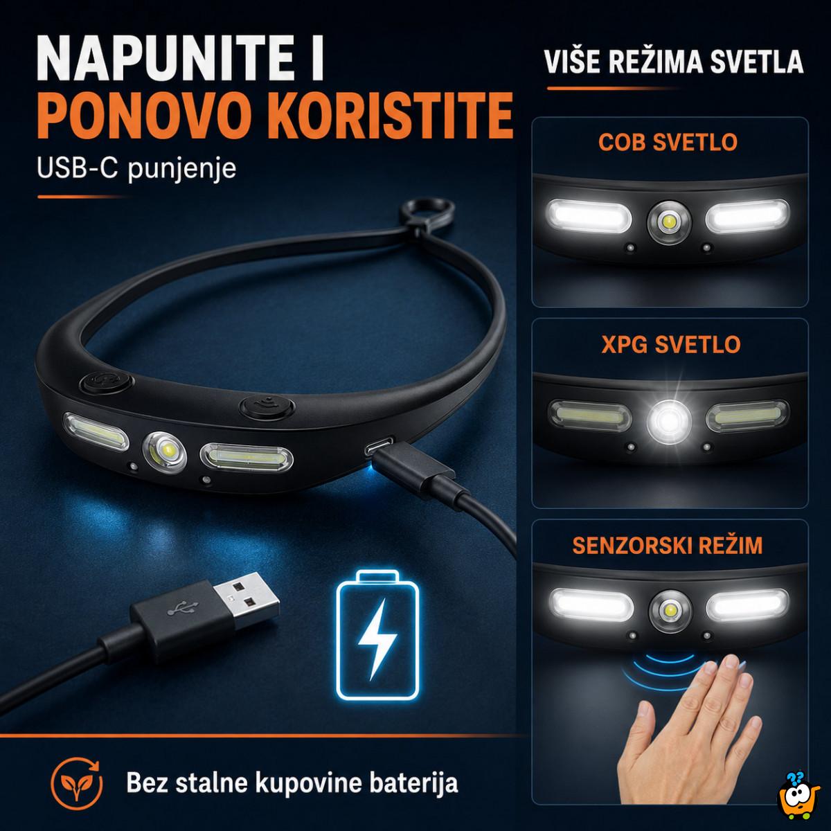 Punjiva LED čeona lampa sa širokim snopom i senzorom pokreta