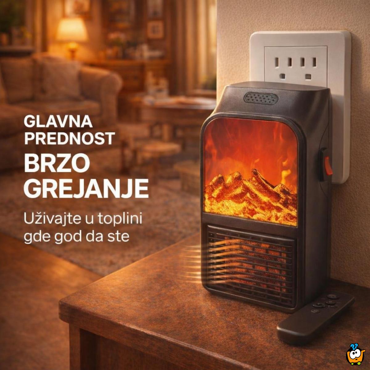 Prenosivi električni grejač Kamin - Flame Heater 900W sa daljinskim upravljačem