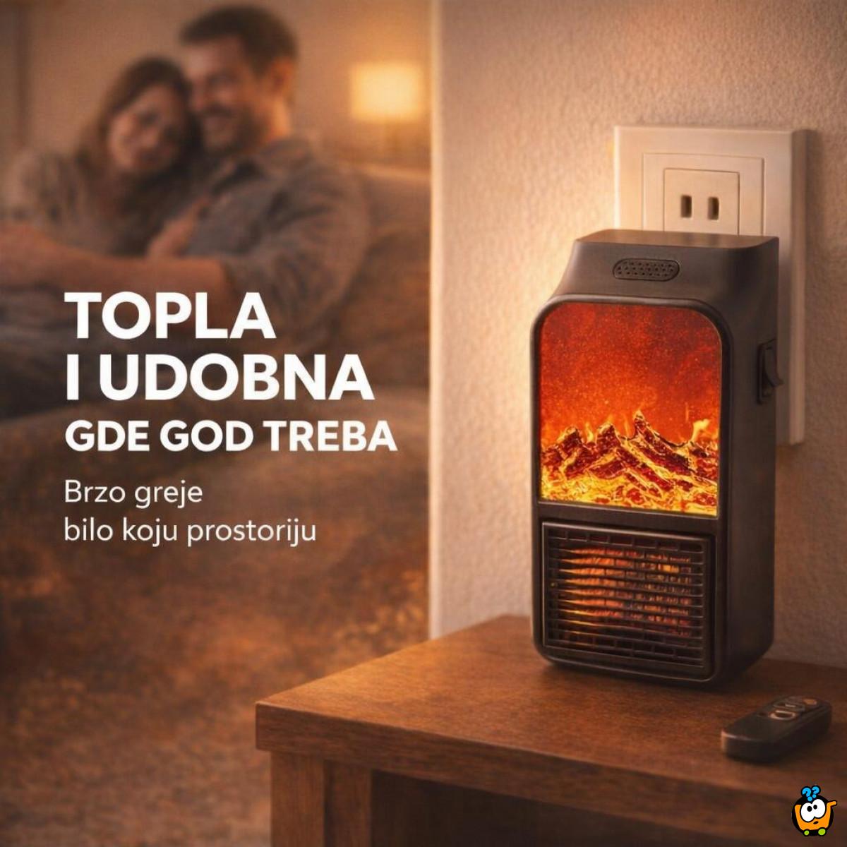 Prenosivi električni grejač Kamin - Flame Heater 900W sa daljinskim upravljačem