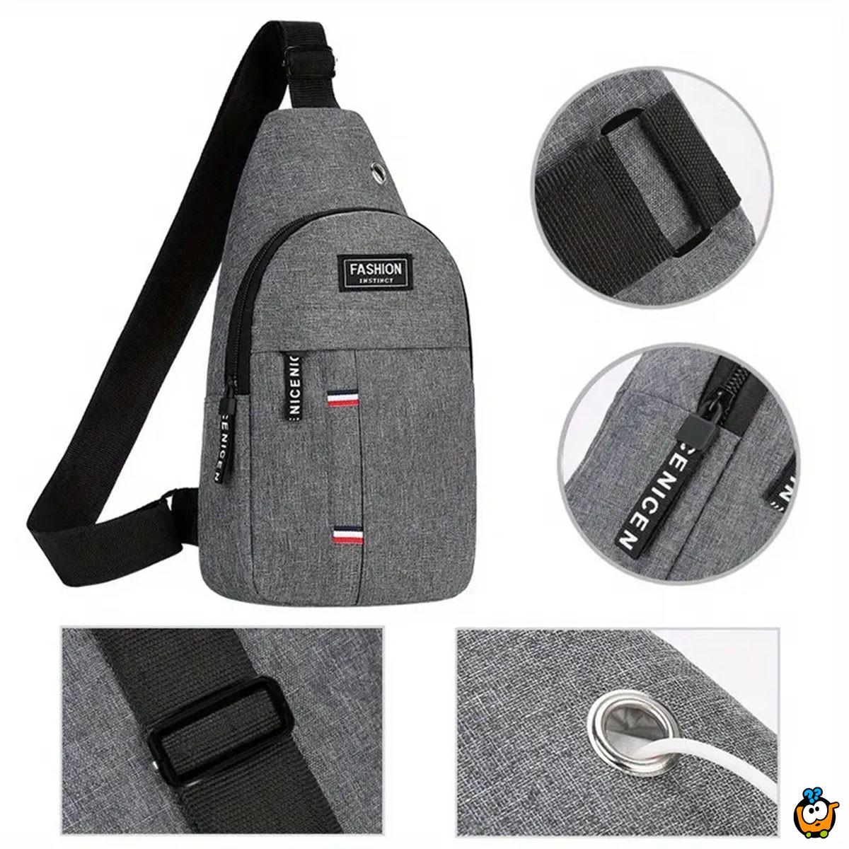 Muška torbica za rame sa otvorom za slušalice