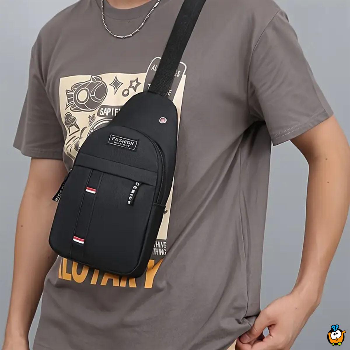 Muška torbica za rame sa otvorom za slušalice