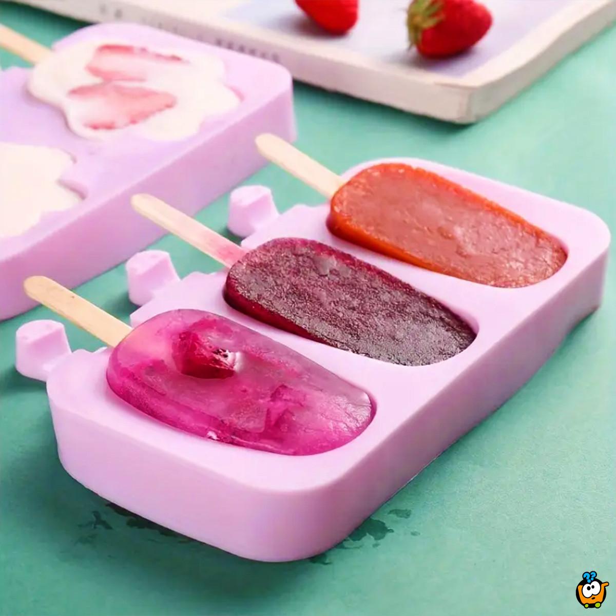 Funny ice cream - silikonska modla za sladoled u oblicima + štapićI + poklopac