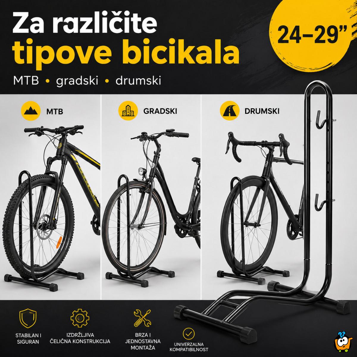 Podni stalak za bicikl 24–29” – čelični parking držač sa kukama