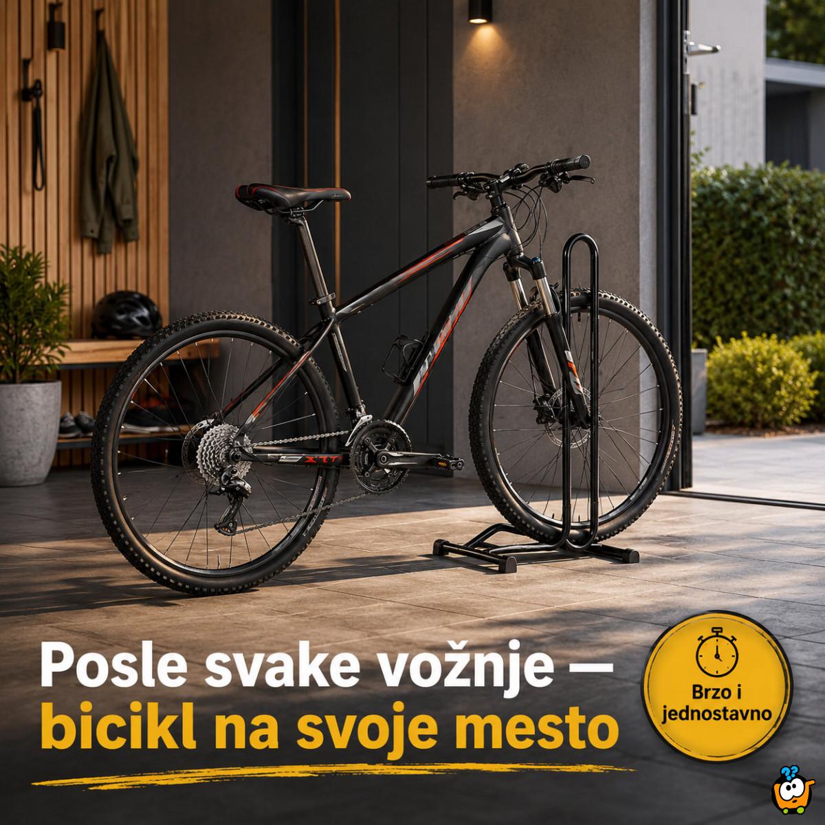 Podni stalak za bicikl 24–29” – čelični parking držač sa kukama