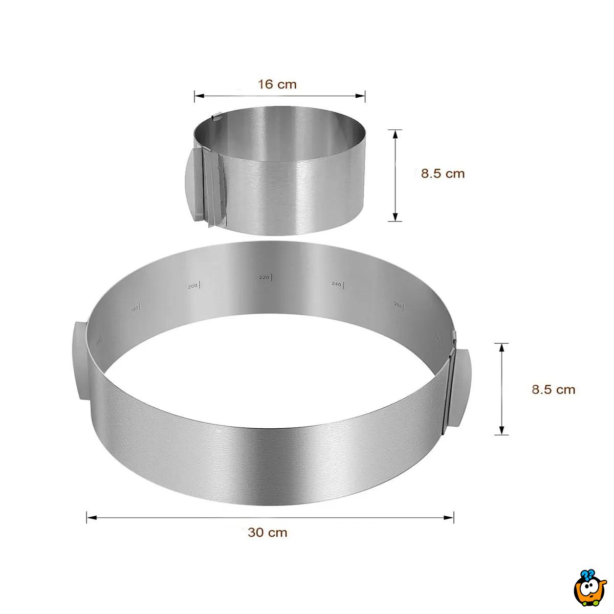 Okrugli podesivi kalup od inox-a za spremanje poslastica i jela