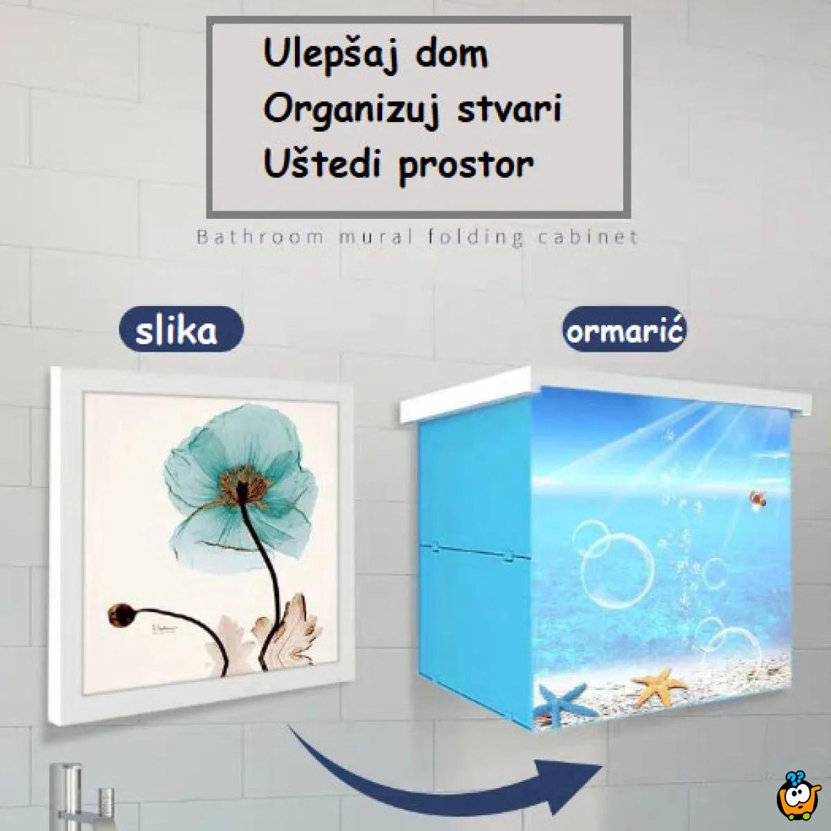 2u1 Sklopivi ormaric za kupatilo koji se sklapa u sliku