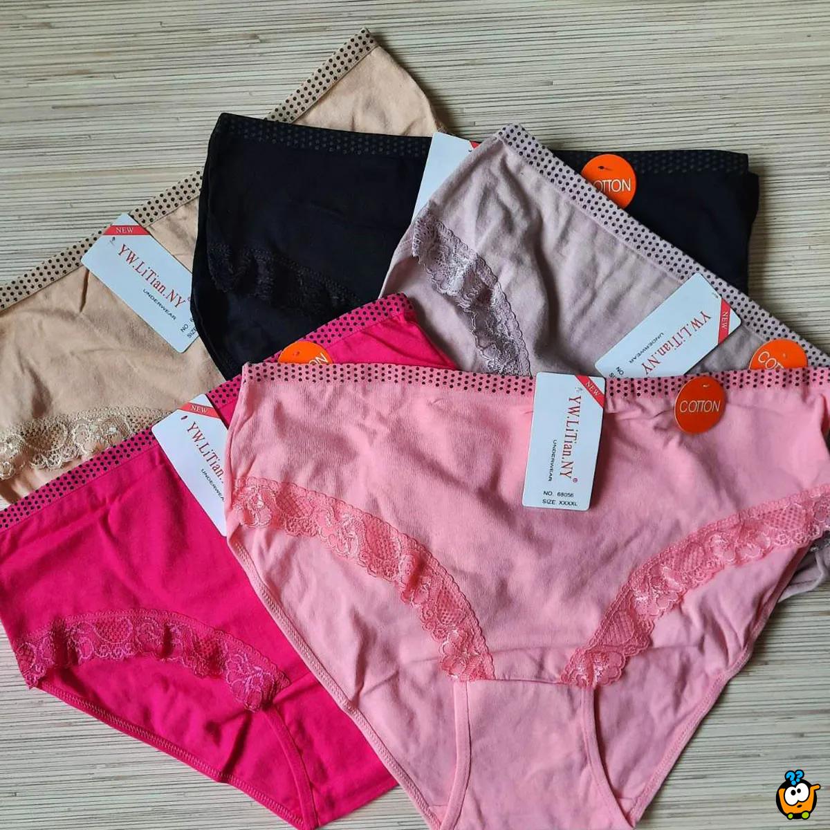 Classic Lace - Plus size ženske gaćice sa čipkom i tačkicama