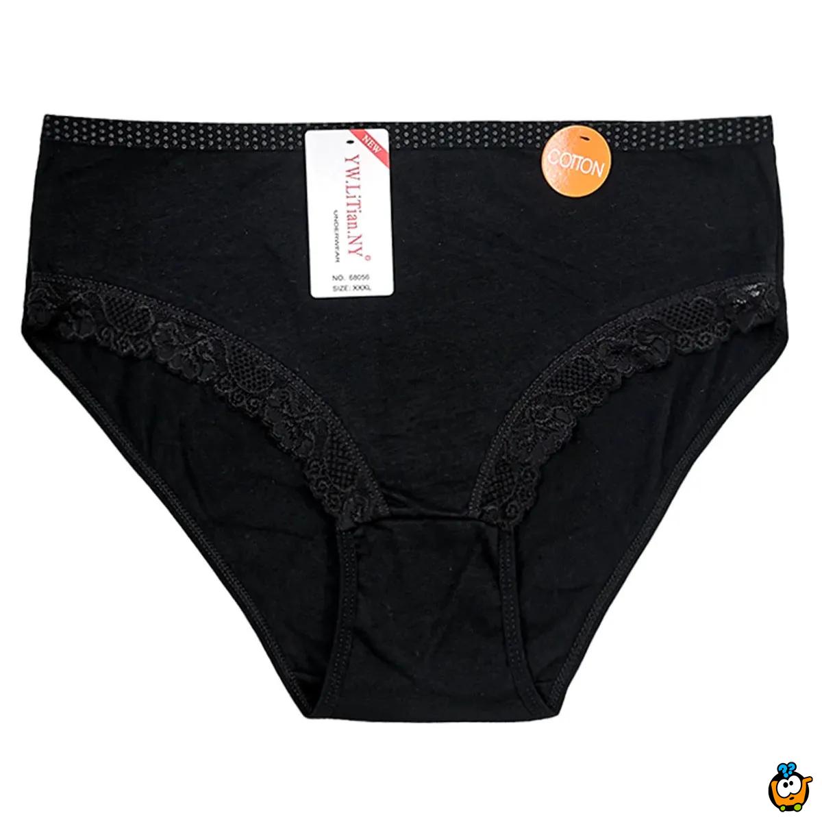 Classic Lace - Plus size ženske gaćice sa čipkom i tačkicama