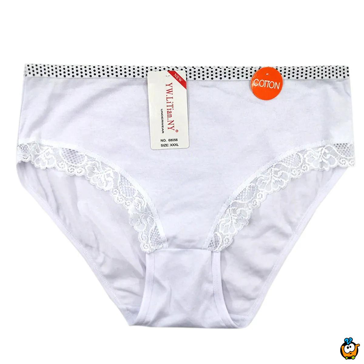 Classic Lace - Plus size ženske gaćice sa čipkom i tačkicama