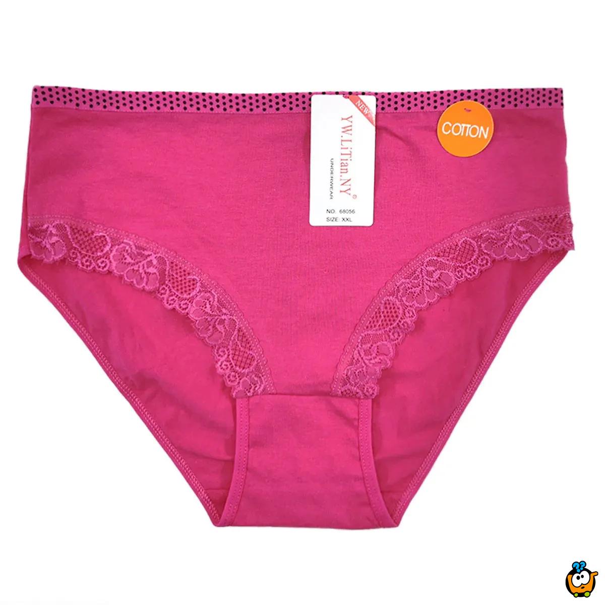 Classic Lace - Plus size ženske gaćice sa čipkom i tačkicama