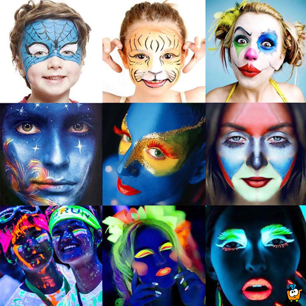 Neon Face Paint – 6 boja za oslikavanje kože koje svetle u mraku