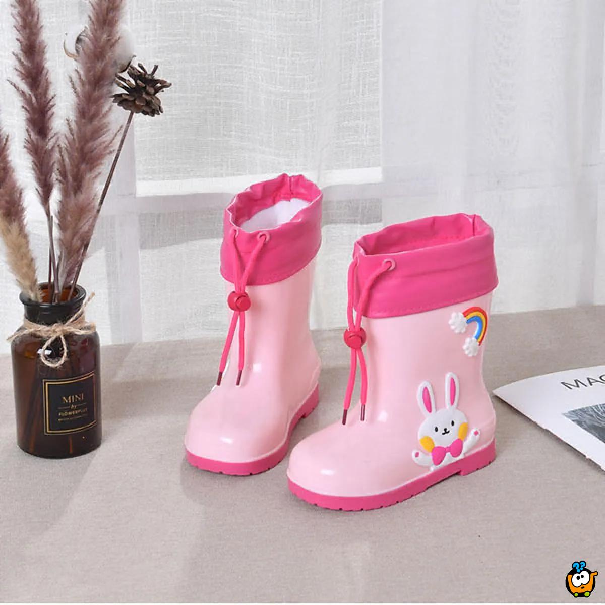 Pink rabbit -  Roze gumene čizme za decu sa toplim uloškom