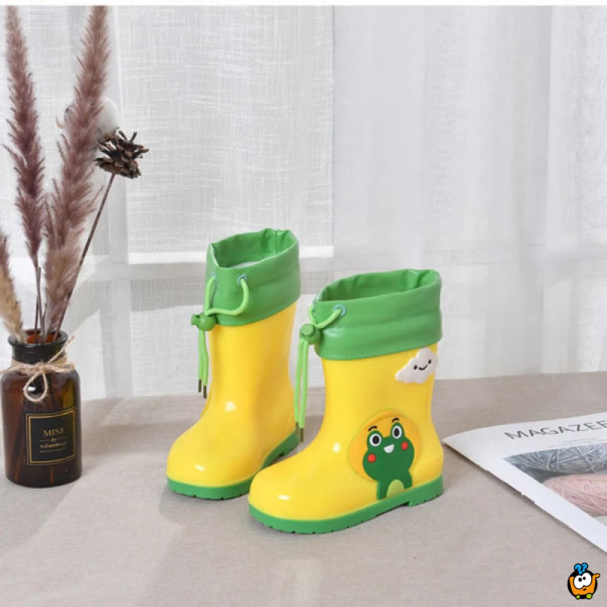 Yelllow frog -  Žute gumene čizme za decu sa toplim uloškom