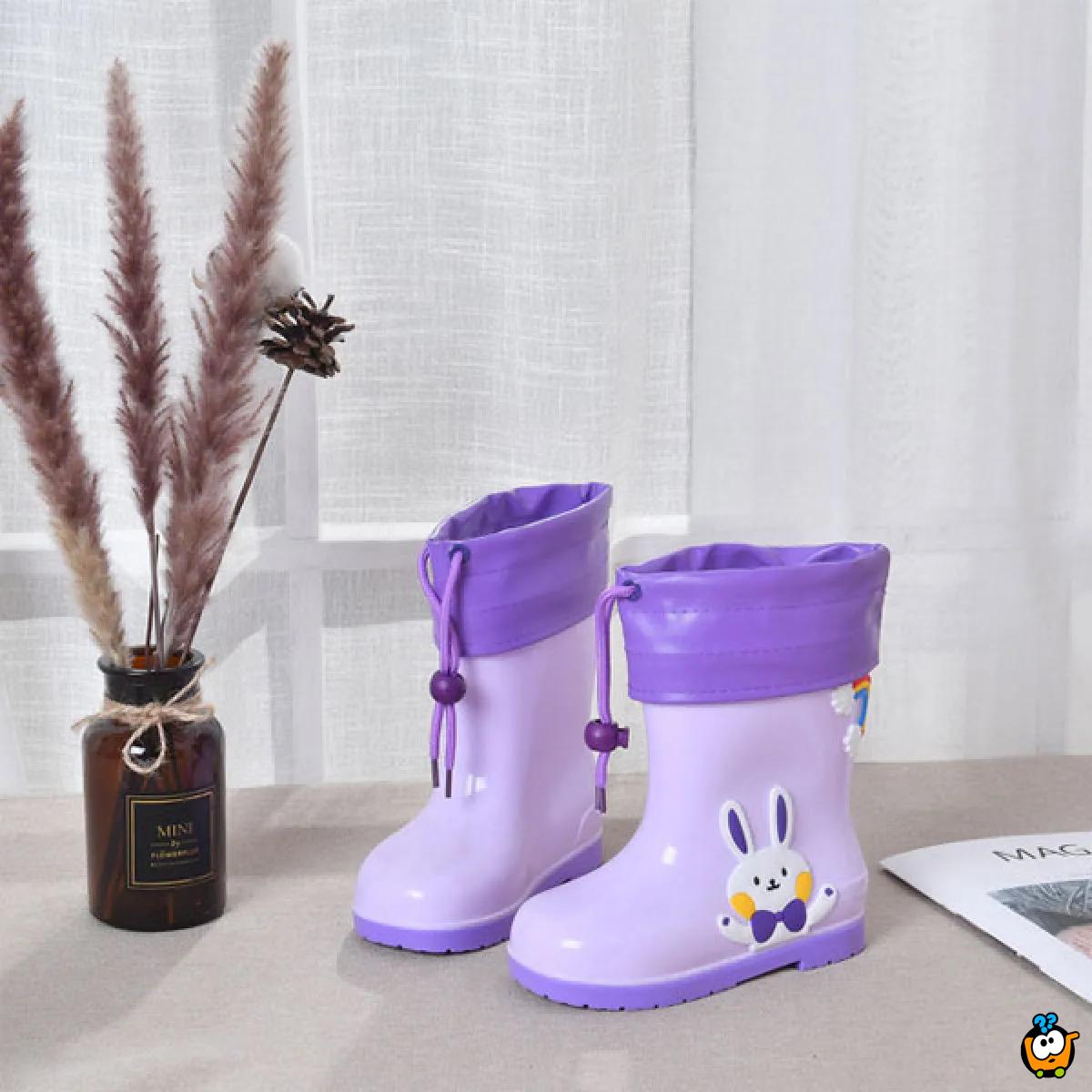 Little tiger - Teget gumene čizme za decu sa toplim uloškom