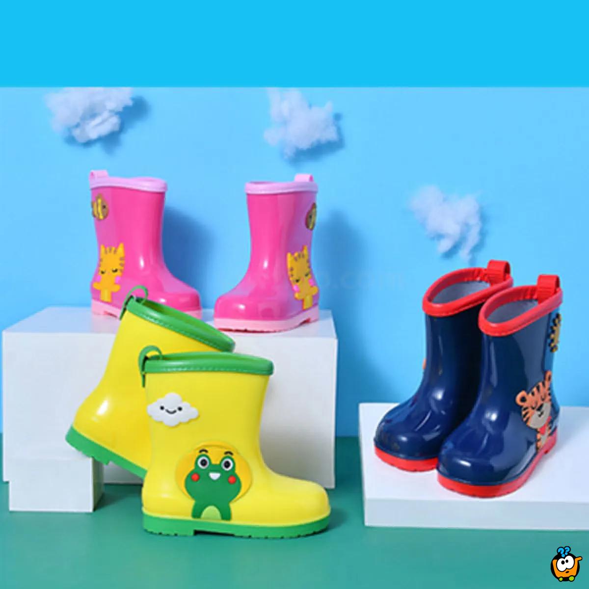 Little tiger - Teget gumene čizme za decu sa toplim uloškom