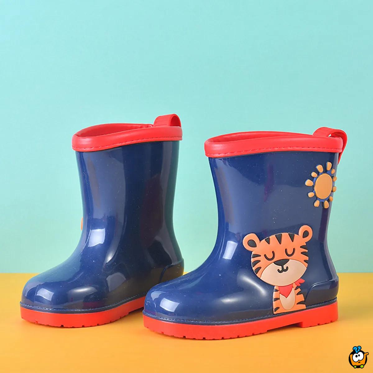 Little tiger - Teget gumene čizme za decu sa toplim uloškom