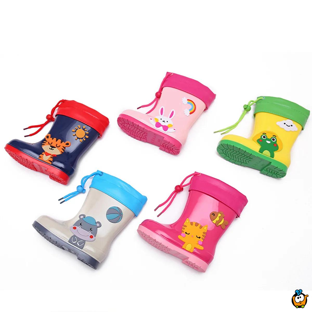 Little tiger - Teget gumene čizme za decu sa toplim uloškom