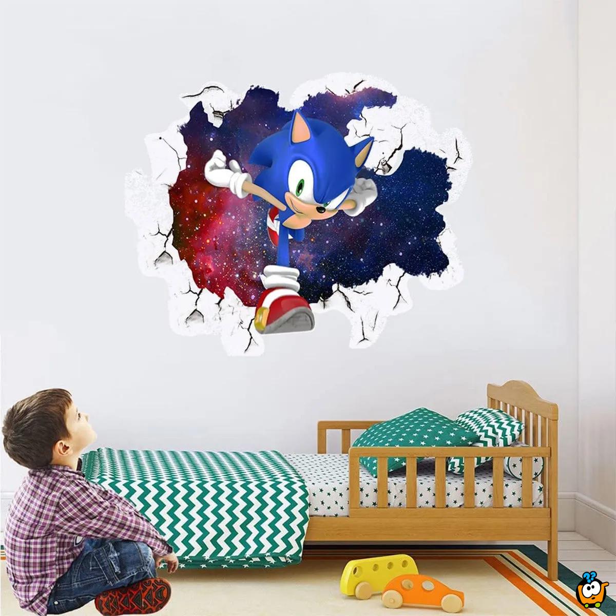 The Hedgehog in action - Sonik u akciji veliki PVC stiker