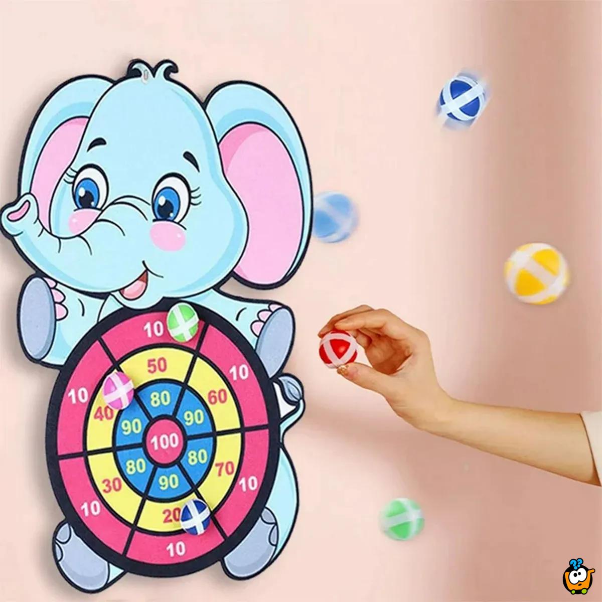 Dečiji pikado sa lepljivim lopticama - Animal dart board