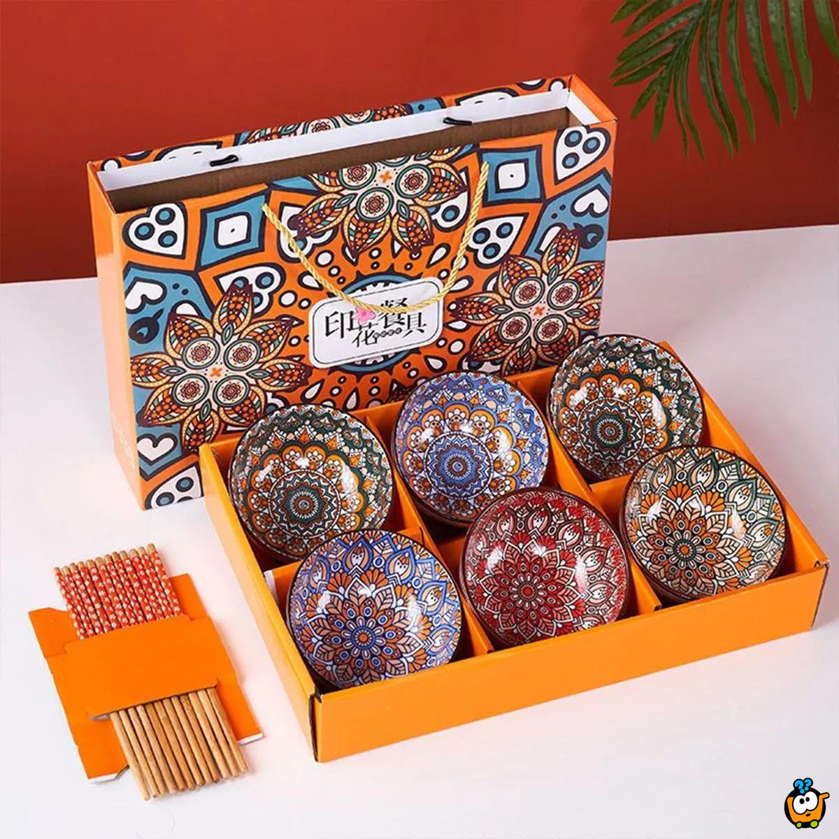 Bohemia keramički poklon set - 6 činija i štapića