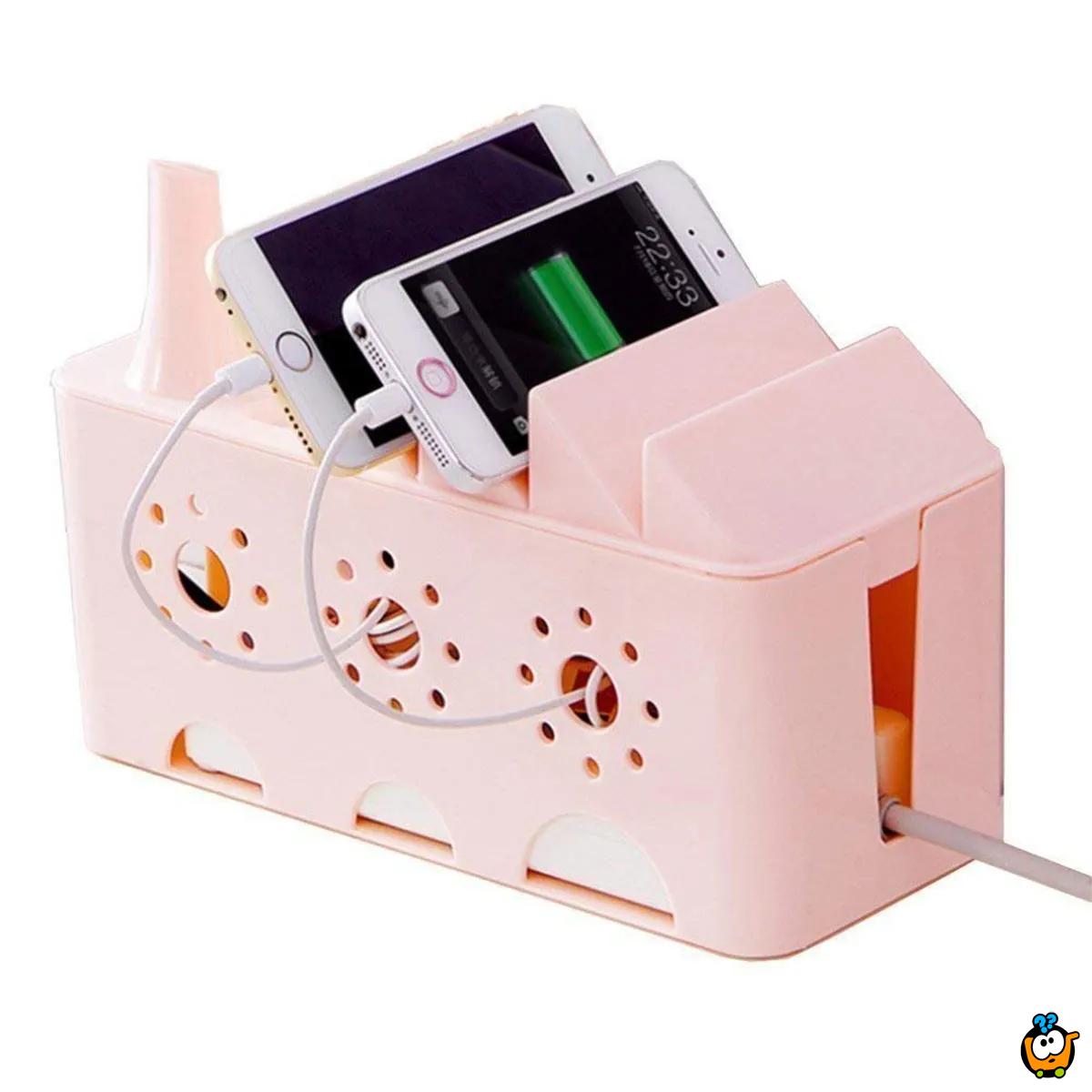Mini Cable Box - Mini kutija za prikrivanje kablova + držač telefona