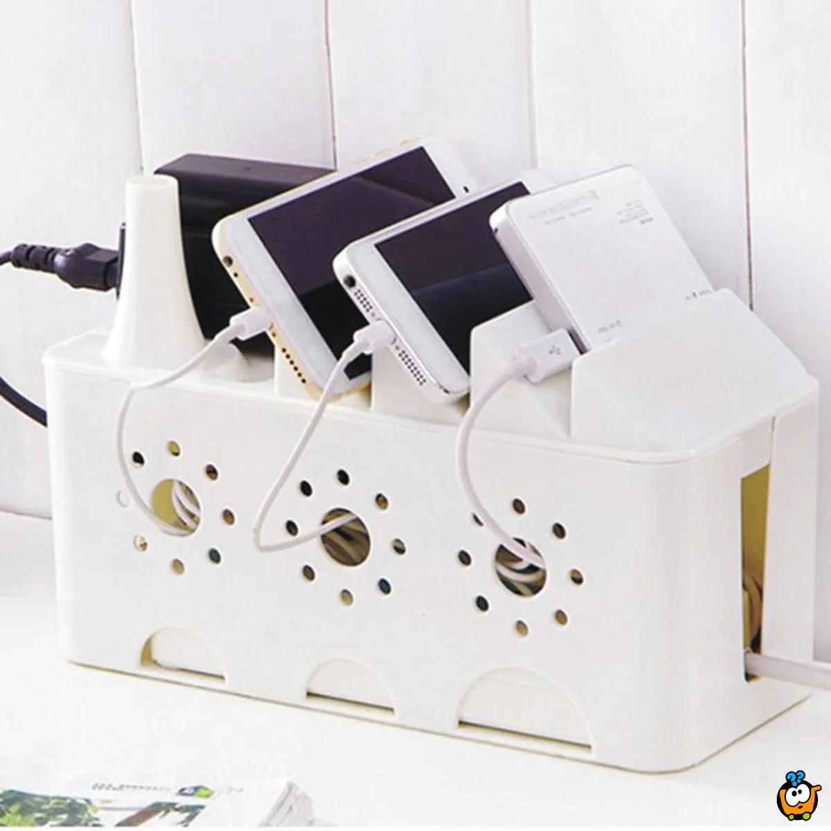 Mini Cable Box - Mini kutija za prikrivanje kablova + držač telefona