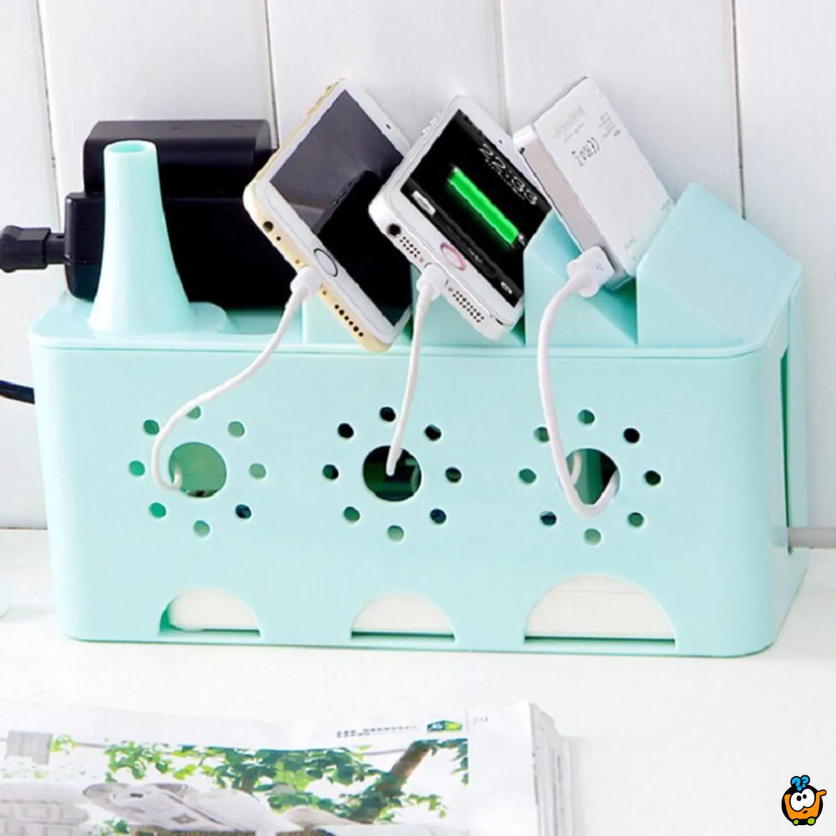 Mini Cable Box - Mini kutija za prikrivanje kablova + držač telefona