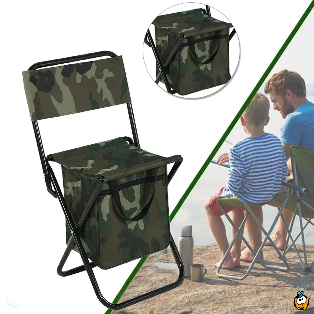 2u1 Sklopiva kamp stolica koja se sklapa u torbu