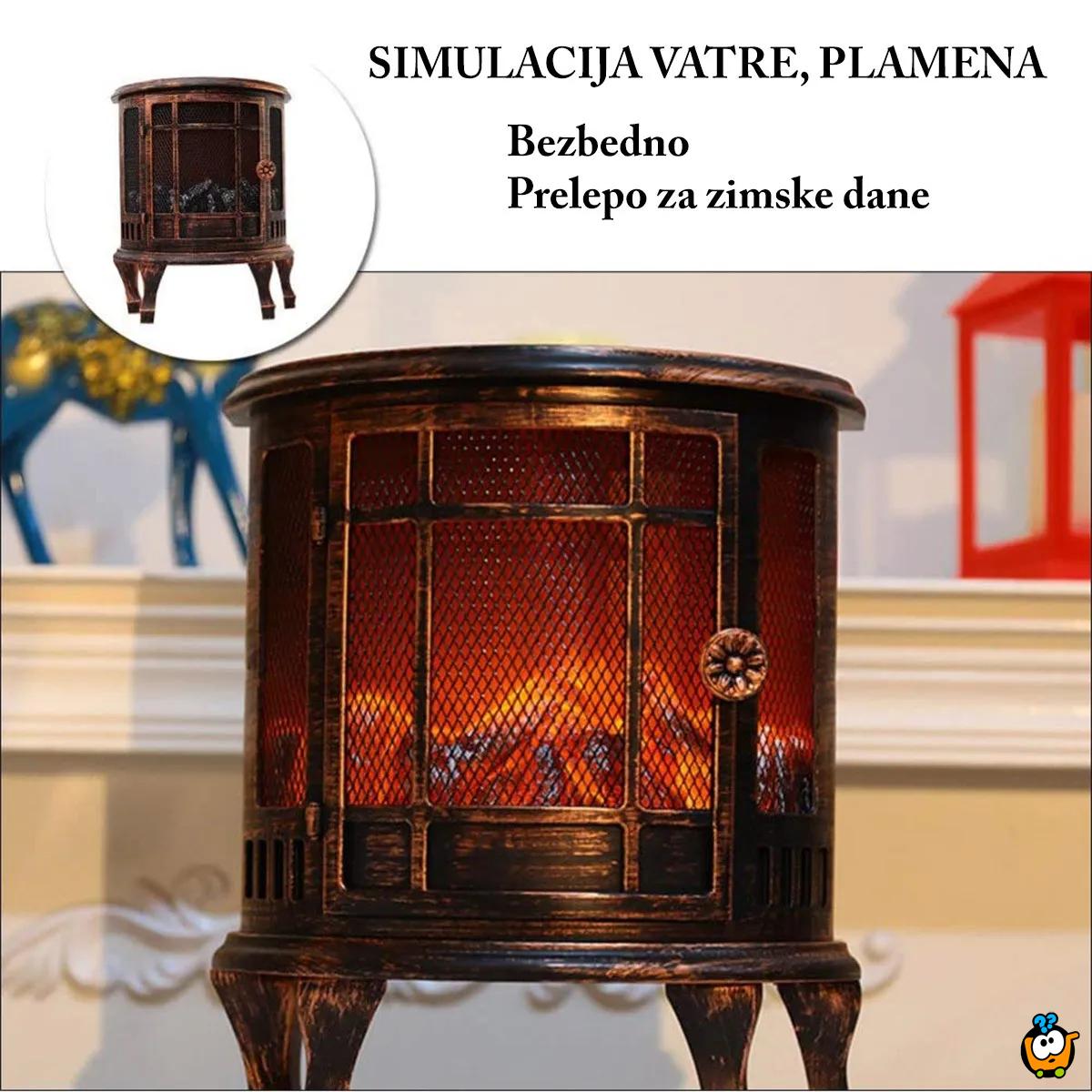 Rustic Fireplace - kamin sa simulacijom vatre za zimsku dekoraciju doma
