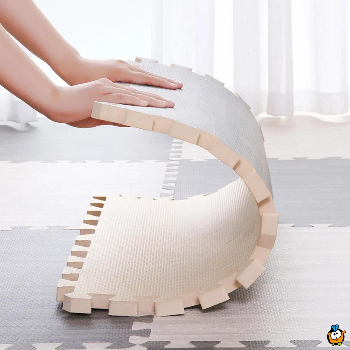 Mekani pod od puzli - imitacija parketa u boji sivog drveta 30x30