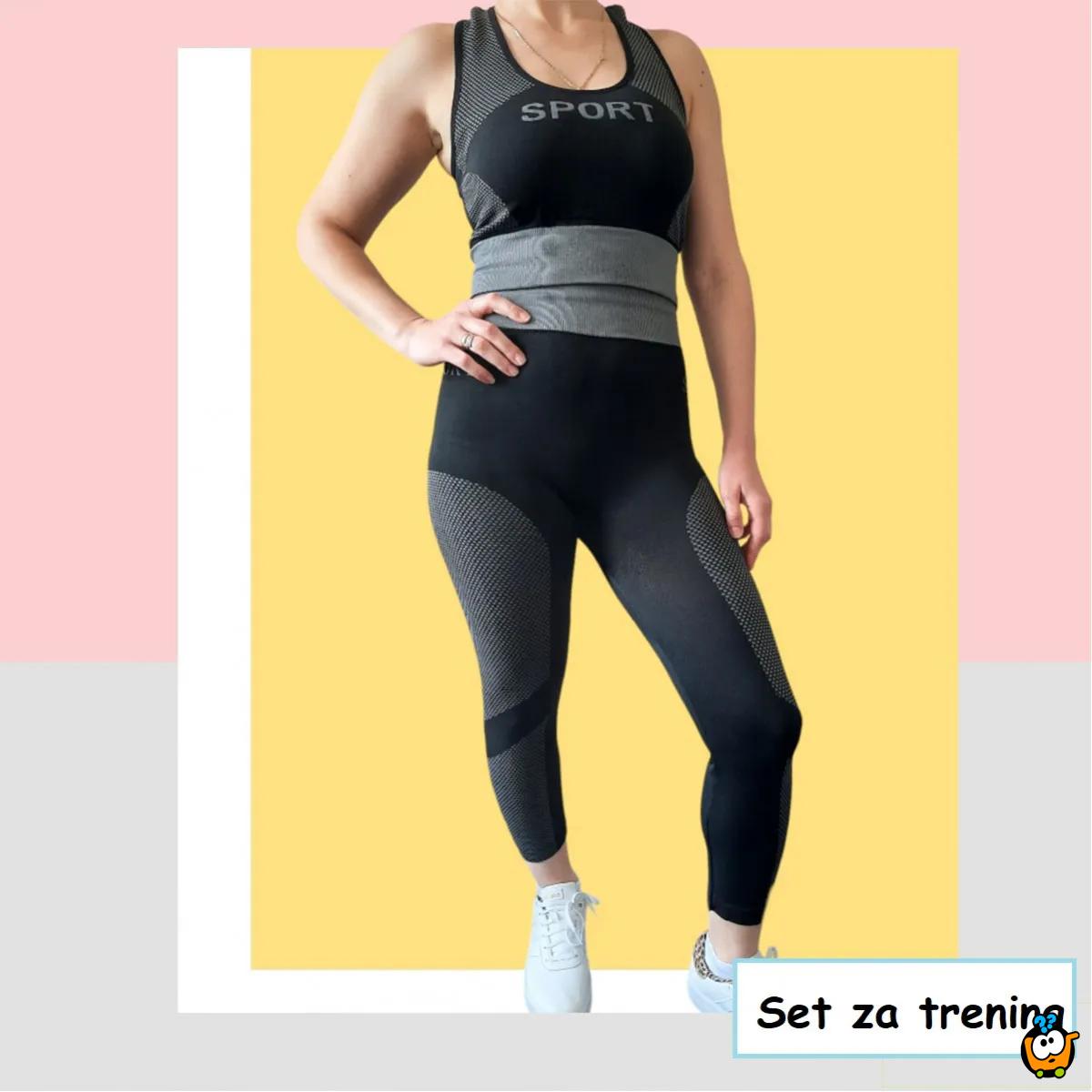 Slim Fit komplet za trening - elastične sportske helanke i top