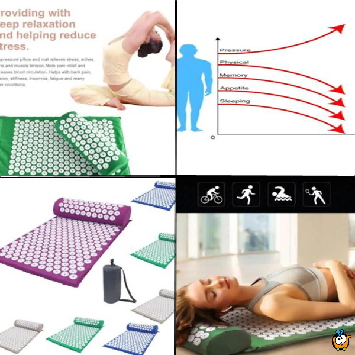Prostirka i jastuk za vežbanje i masažu protiv stresa i bolova