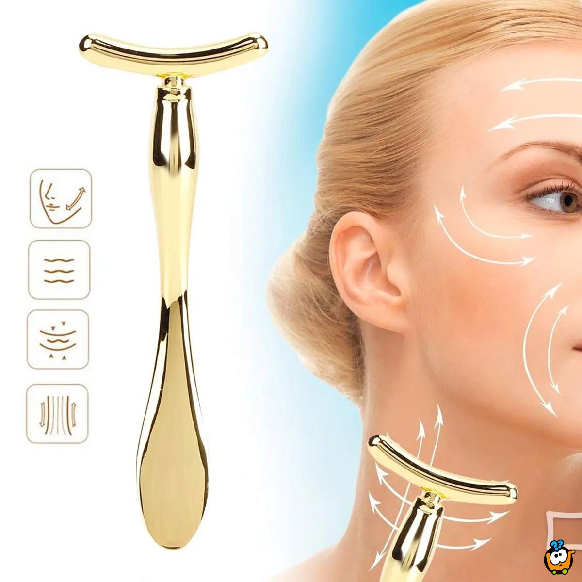 T-shape massage - Metalni masažer za negu lica