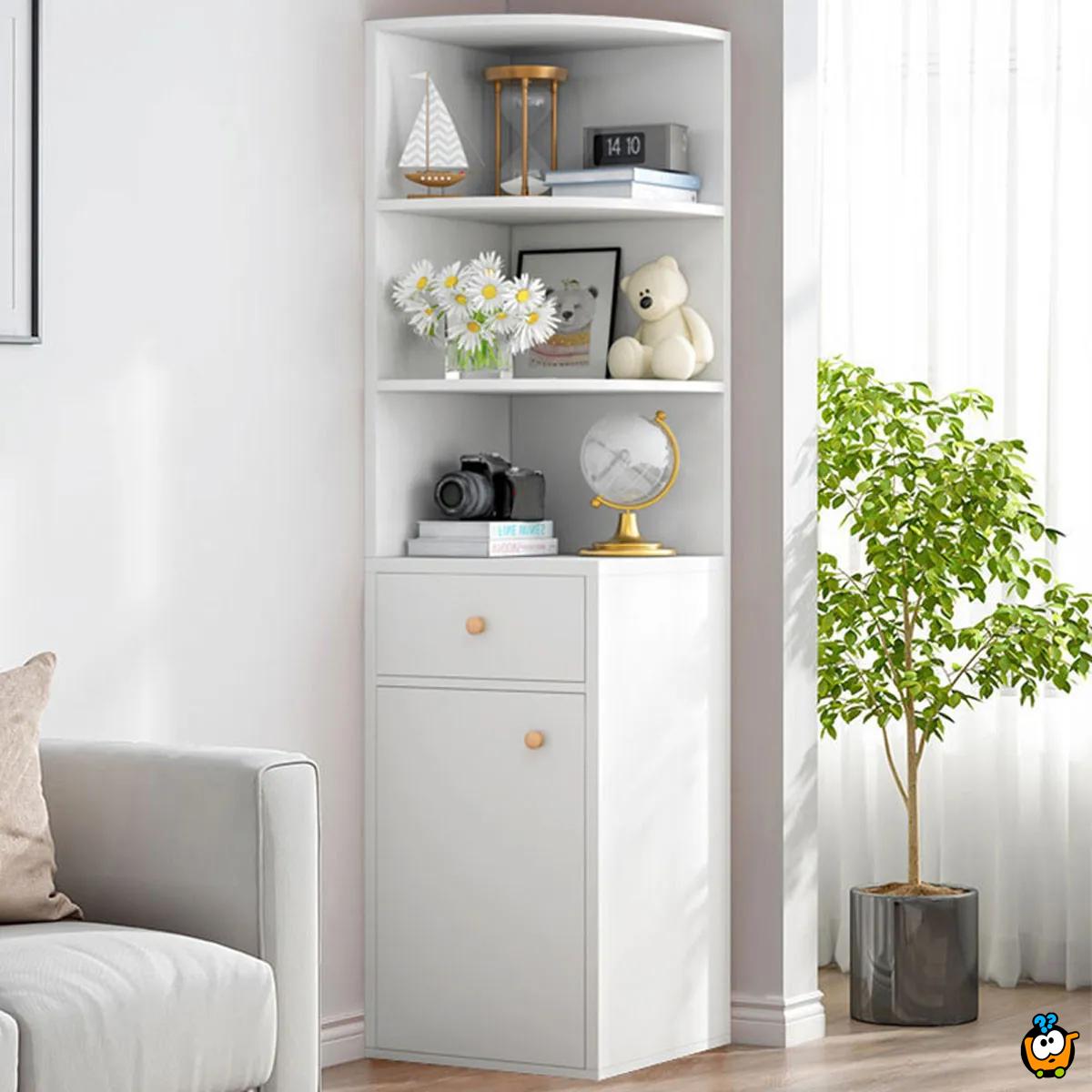 Corner Shelf - Ugaona komoda u beloj boji