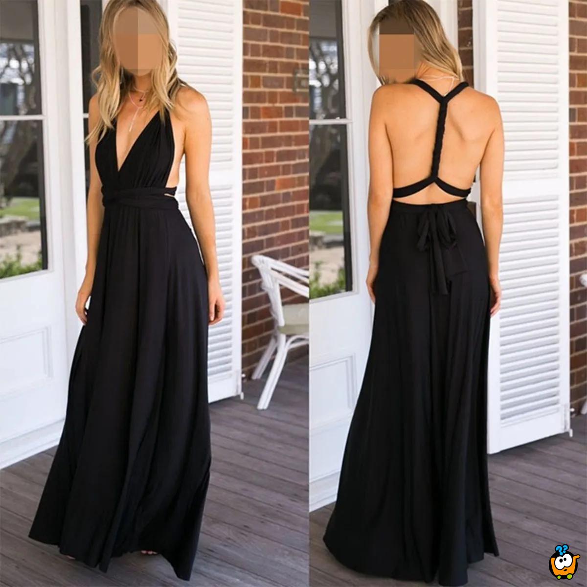 Bianca Black Dress - Elegantna haljina sa različitim mogućnostima vezivanja