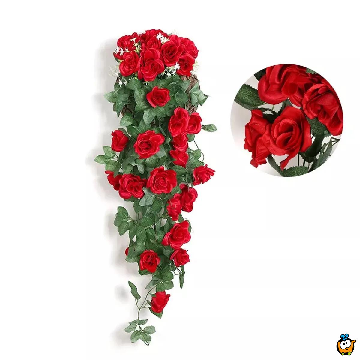Rose Romance buket crvenih visećih ruža - dekorativno veštačko cveće
