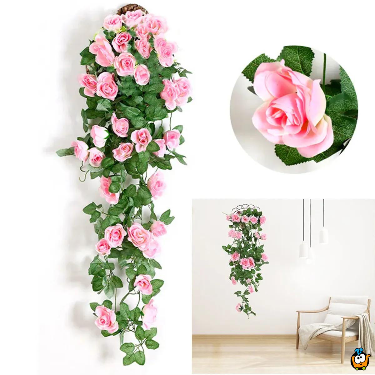 Rose Romance buket rozih visećih ruža - dekorativno veštačko cveće