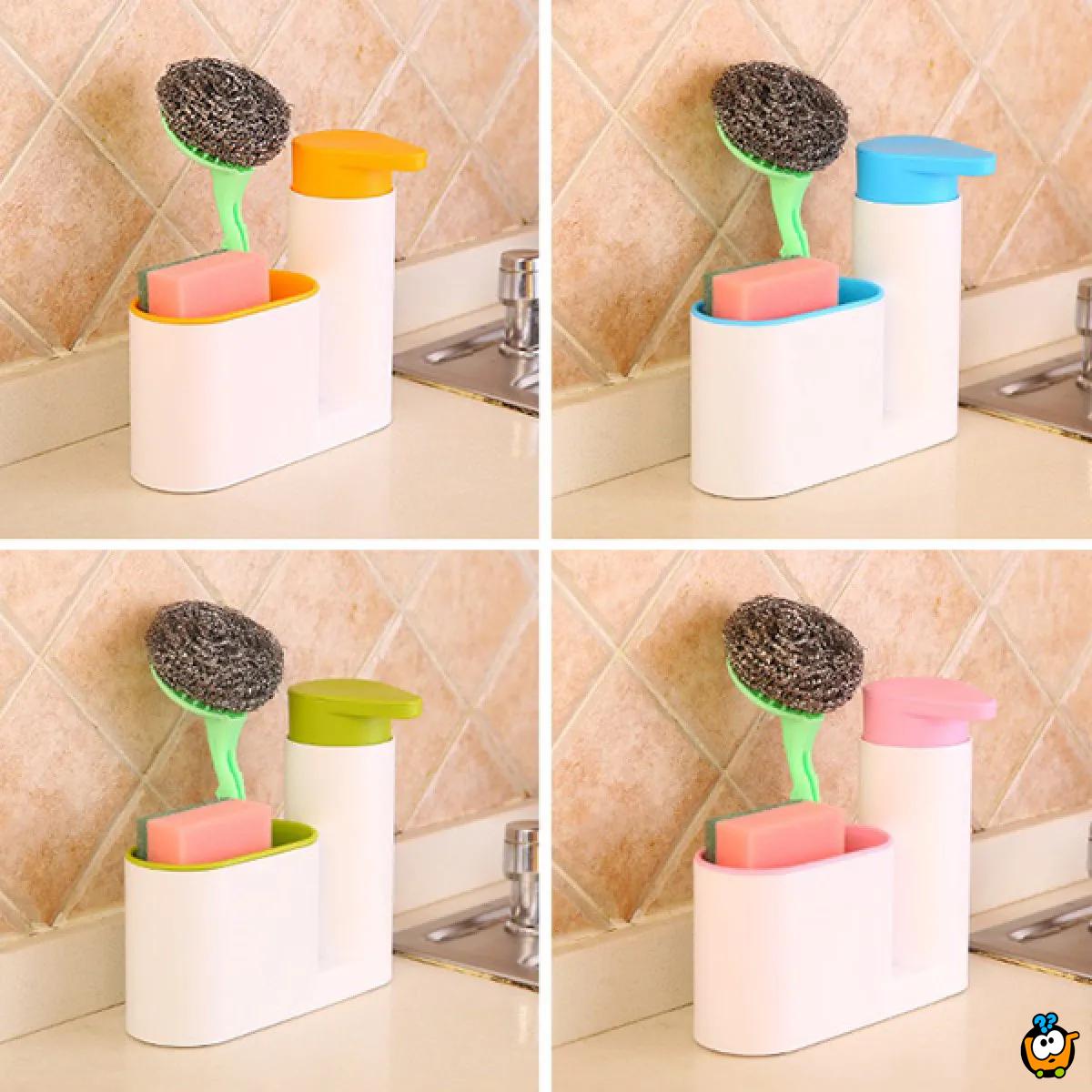 Sink Organizer 3u1 - Dispenzer za tečni sapun sa pregradama za uredan prostor
