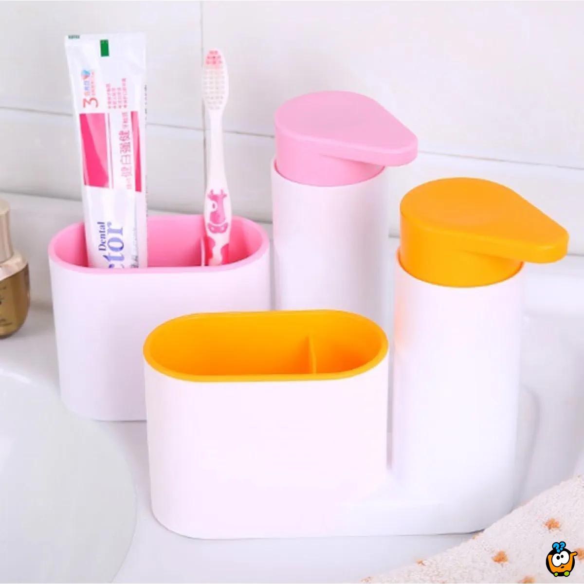 Sink Organizer 3u1 - Dispenzer za tečni sapun sa pregradama za uredan prostor