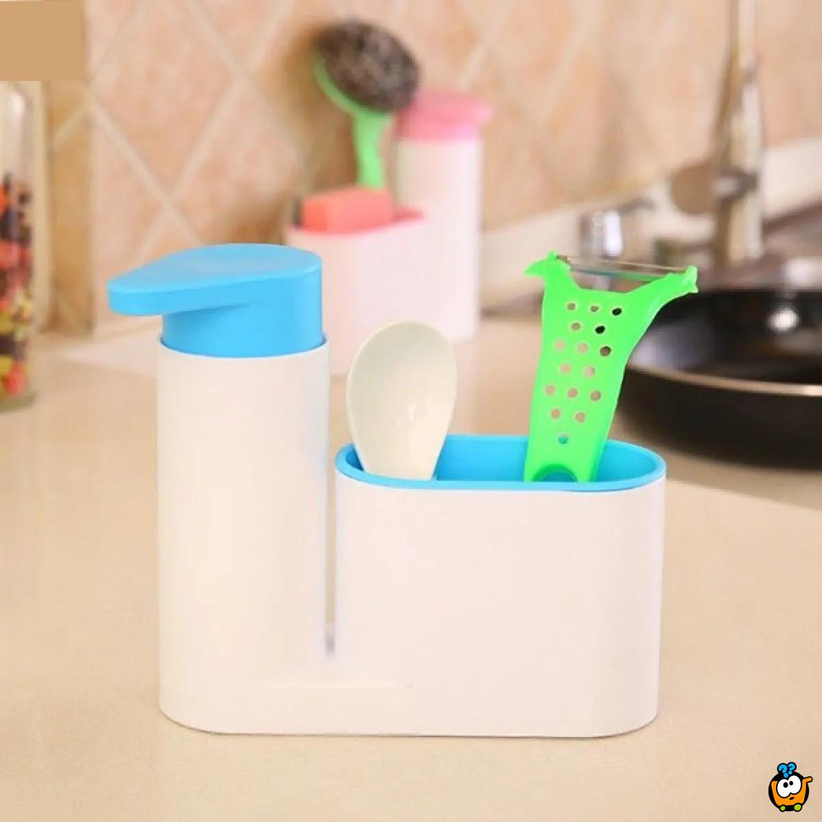 Sink Organizer 3u1 - Dispenzer za tečni sapun sa pregradama za uredan prostor